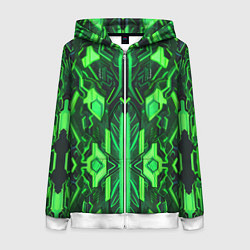 Женская толстовка на молнии Киберпанк неоновая броня зелёная