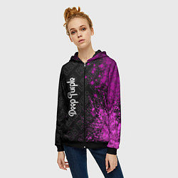 Толстовка на молнии женская Deep Purple rock legends по-вертикали, цвет: 3D-черный — фото 2
