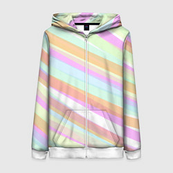 Толстовка на молнии женская Бледные полосы розово-зелёный, цвет: 3D-белый