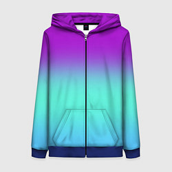 Женская толстовка на молнии Фиолетовый бирюзовый голубой неоновый градиент
