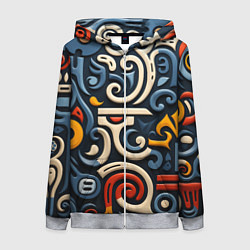 Толстовка на молнии женская Абстрактный цветной паттерн в славянском стиле, цвет: 3D-меланж