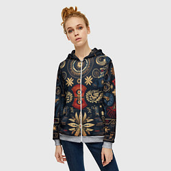 Толстовка на молнии женская Узор в славянском стиле, цвет: 3D-меланж — фото 2