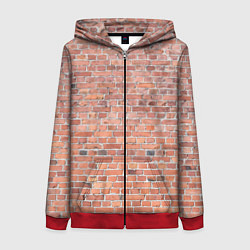 Женская толстовка на молнии Кирпичная стена узор