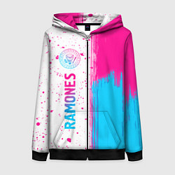 Толстовка на молнии женская Ramones neon gradient style по-вертикали, цвет: 3D-черный