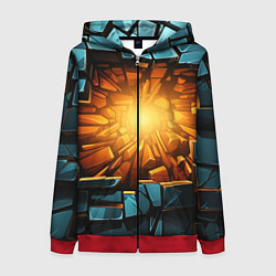 Женская толстовка на молнии Геометрическая огненная яма иллюзия