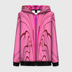 Женская толстовка на молнии Плавные линии на розовом фоне