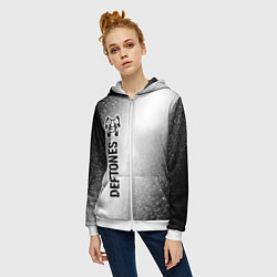 Толстовка на молнии женская Deftones glitch на светлом фоне по-вертикали, цвет: 3D-белый — фото 2
