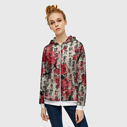 Толстовка на молнии женская Японский стиль паттерны, цвет: 3D-белый — фото 2