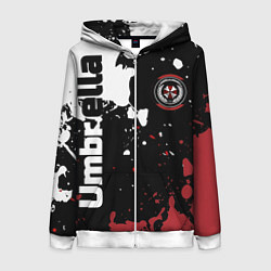 Толстовка на молнии женская Umbrella Security на спортивном красно бело чёрном, цвет: 3D-белый
