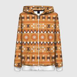 Женская толстовка на молнии Brown tribal geometric