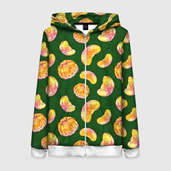 Толстовка на молнии женская Мандариновые дольки, цвет: 3D-белый