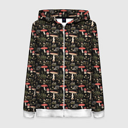 Женская толстовка на молнии Goblincore - мухоморы