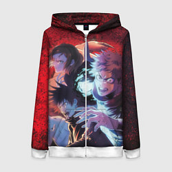 Толстовка на молнии женская Магическая битва - Итадори Юдзи, цвет: 3D-белый