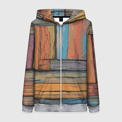 Толстовка на молнии женская Акварельные доски, цвет: 3D-меланж