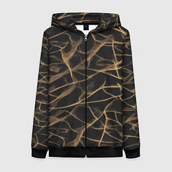 Толстовка на молнии женская Абстракция черное золото, цвет: 3D-черный