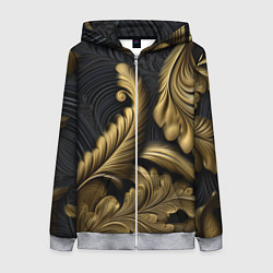 Толстовка на молнии женская Объемные листья узоры, цвет: 3D-меланж