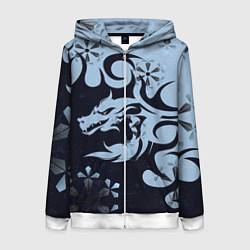 Женская толстовка на молнии Дракон со снежинками