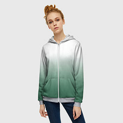 Толстовка на молнии женская Туманный градиент бело-зелёный, цвет: 3D-меланж — фото 2