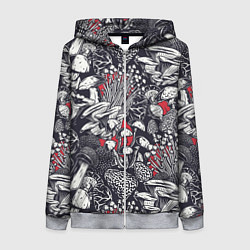 Женская толстовка на молнии Разные грибы