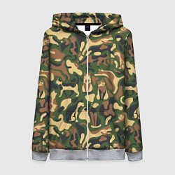 Женская толстовка на молнии Коты и кошки - камуфляж