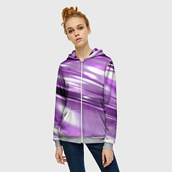 Толстовка на молнии женская Нежные фиолетовые полосы абстракта, цвет: 3D-меланж — фото 2
