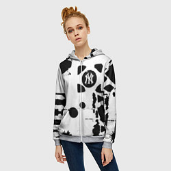 Толстовка на молнии женская New York yankees - baseball team pattern, цвет: 3D-меланж — фото 2