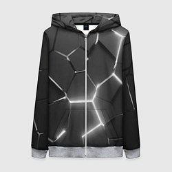 Женская толстовка на молнии Чёрные плиты разломы броня