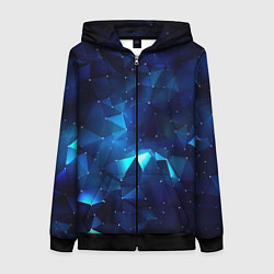 Толстовка на молнии женская Синие осколки из мелких абстрактных части калейдос, цвет: 3D-черный