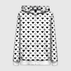 Женская толстовка на молнии Черно-белые сердечки