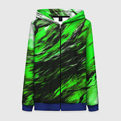Толстовка на молнии женская Чёрная и зелёная буря, цвет: 3D-синий