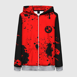 Толстовка на молнии женская BMW краски текстура красный, цвет: 3D-меланж