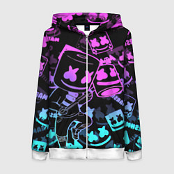 Толстовка на молнии женская Marshmello neon pattern, цвет: 3D-белый