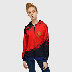 Толстовка на молнии женская Manchester United colors sport, цвет: 3D-синий — фото 2