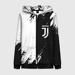 Толстовка на молнии женская Juventus краски чёрнобелые, цвет: 3D-черный