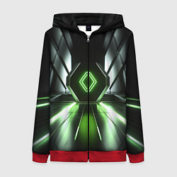 Толстовка на молнии женская Зеленый луч, цвет: 3D-красный