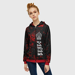 Толстовка на молнии женская Символ печать велеса - русь, цвет: 3D-красный — фото 2