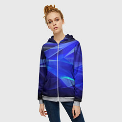Толстовка на молнии женская Black and blue abstract background sport style, цвет: 3D-меланж — фото 2