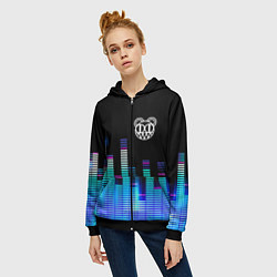 Толстовка на молнии женская Radiohead эквалайзер, цвет: 3D-черный — фото 2