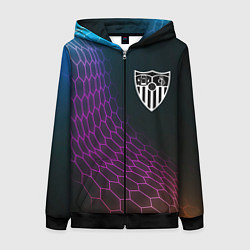 Толстовка на молнии женская Sevilla футбольная сетка, цвет: 3D-черный