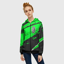 Толстовка на молнии женская AC Milan sport green, цвет: 3D-черный — фото 2