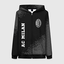 Толстовка на молнии женская AC Milan sport на темном фоне вертикально, цвет: 3D-черный
