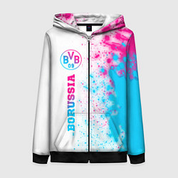 Толстовка на молнии женская Borussia neon gradient style по-вертикали, цвет: 3D-черный