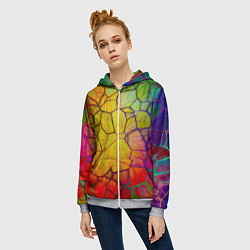 Толстовка на молнии женская Bright abstraction, цвет: 3D-меланж — фото 2