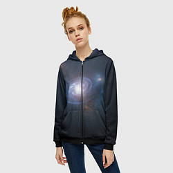 Толстовка на молнии женская Спиральная галактика, цвет: 3D-черный — фото 2