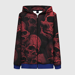 Толстовка на молнии женская Кровавые черепа, цвет: 3D-синий