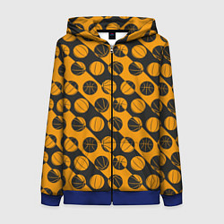 Толстовка на молнии женская Баскетбольный дизайн, цвет: 3D-синий