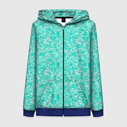 Толстовка на молнии женская Абстрактный бирюзово-белый фон, цвет: 3D-синий