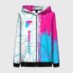 Толстовка на молнии женская Hoffenheim neon gradient style по-вертикали, цвет: 3D-черный