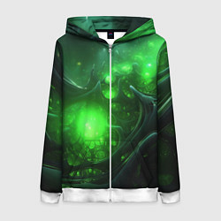 Женская толстовка на молнии Зеленая кислотная яркая неоновая абстракция