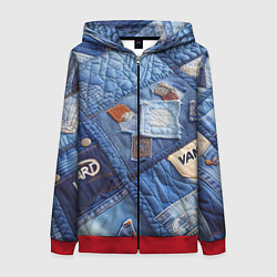 Толстовка на молнии женская Vanguard jeans patchwork - ai art, цвет: 3D-красный